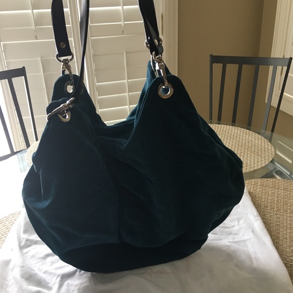 le solim Handbags - Suede teal handbag 18x10